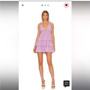 Lovers and Friends Brielle Mini Dress Purple Tie Shoulder Tiered Ruffles